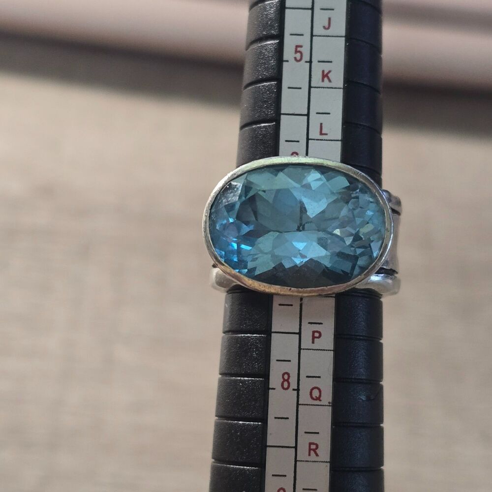 SAJEN 925 Sterling Silver Vintage Blue Topaz Ring Size 7